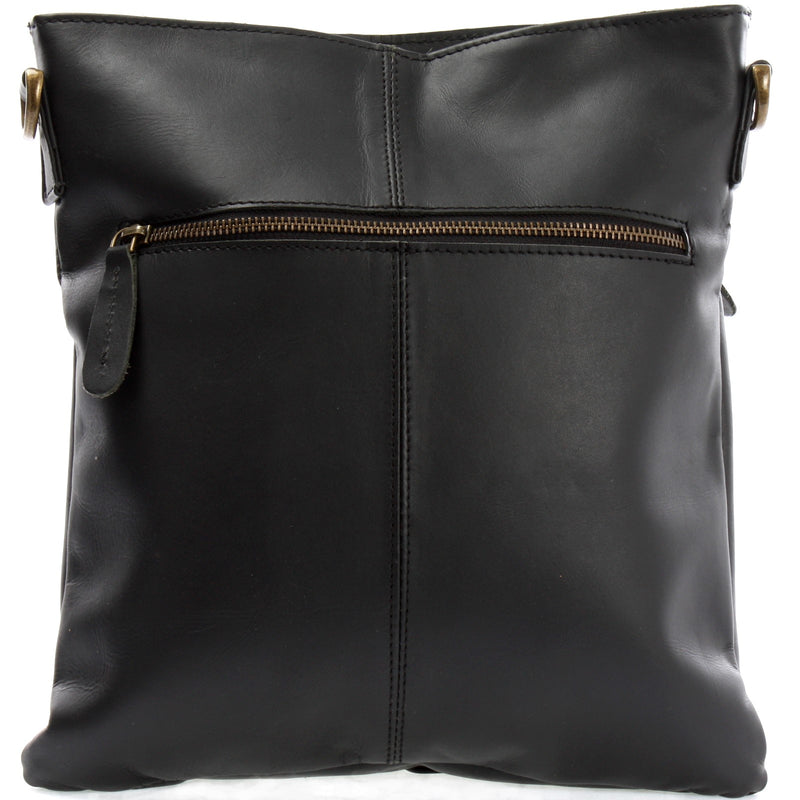 Leconi Umhängetasche Schultertasche Ledertasche Leder Schwarz LE3084