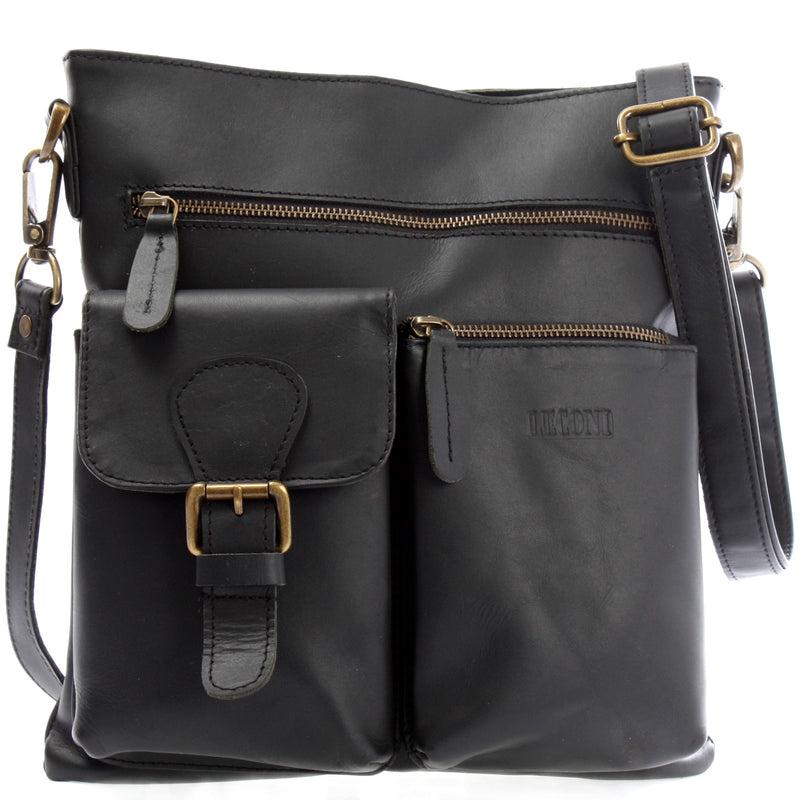 Leconi Umhängetasche Schultertasche Ledertasche Leder schwarz LE3084 Leconi Umhängetasche Schultertasche Ledertasche Leder schwarz LE3084