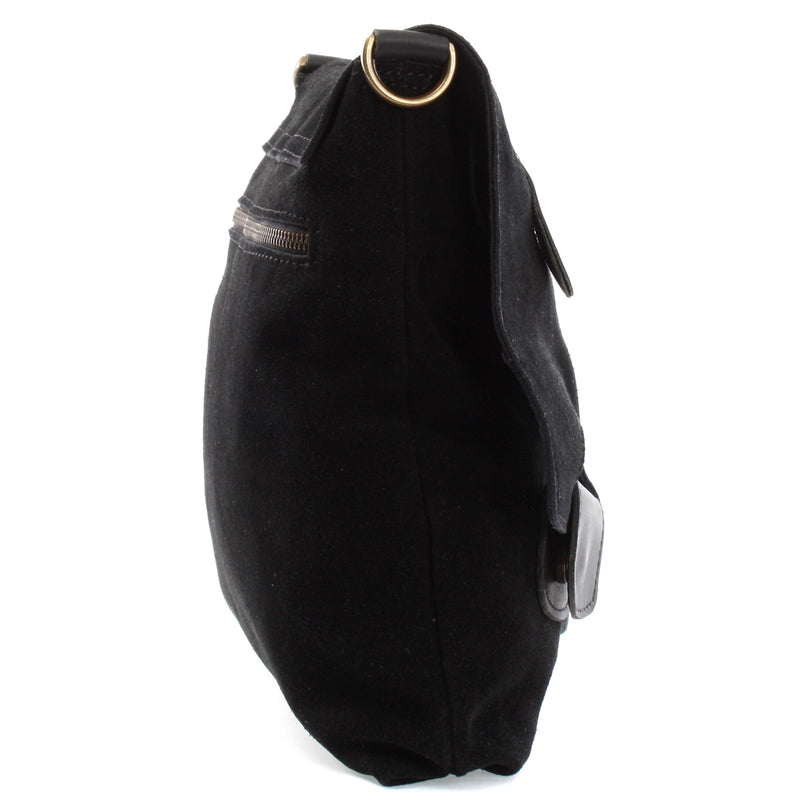 Leconi Umhängetasche Schultertasche Veloursleder Schwarz LE3027