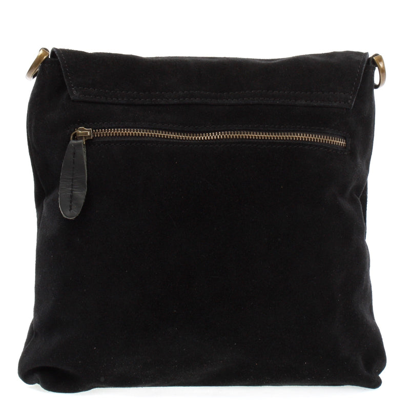 Leconi Umhängetasche Schultertasche Veloursleder Schwarz LE3027