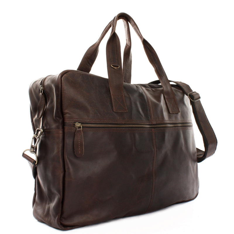 Leconi Weekender Kleine Reisetasche Sporttasche Vintage Leder Dunkelbraun LE2018