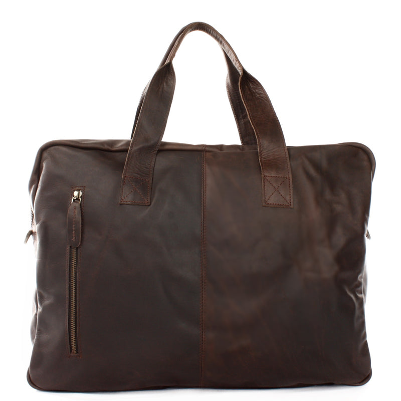 Leconi Weekender Kleine Reisetasche Sporttasche Vintage Leder Dunkelbraun LE2018