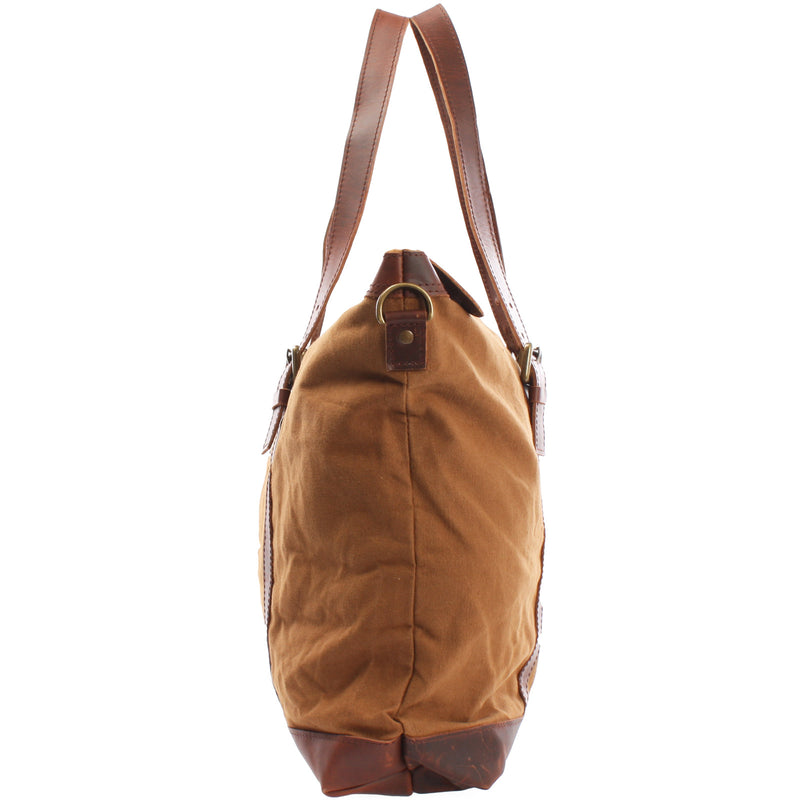 Leconi Weekender Reisetasche Shopper Damen Herren Leder Canvas Cognac LE2013