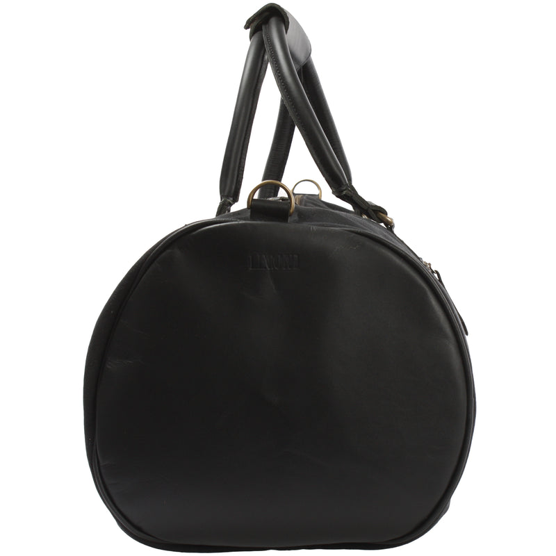 Leconi Weekender Reisetasche Sporttasche Vintage Leder Canvas Schwarz LE2004