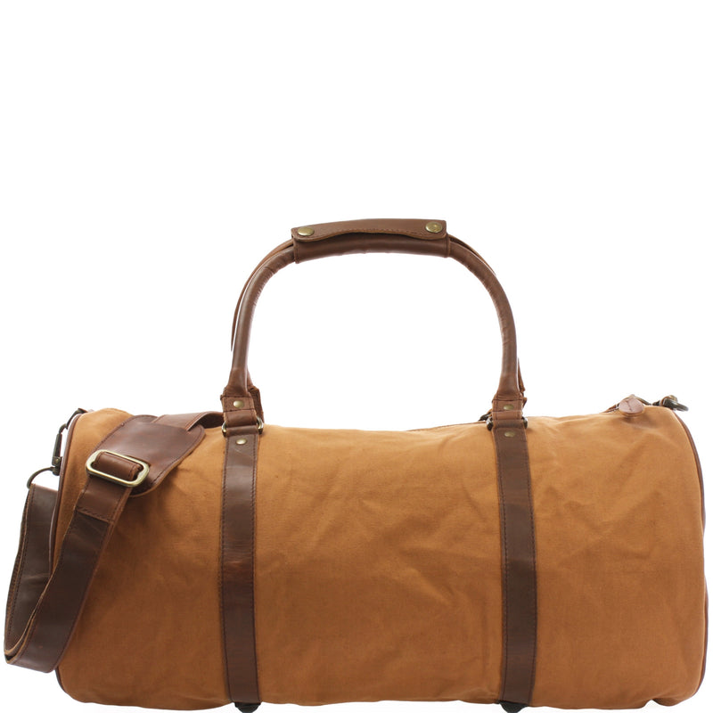 Leconi Weekender Reisetasche Sporttasche vintage Leder Canvas cognac LE2004