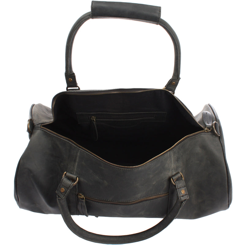 Leconi Weekender Reisetasche Sporttasche Vintage Leder Grau LE2004