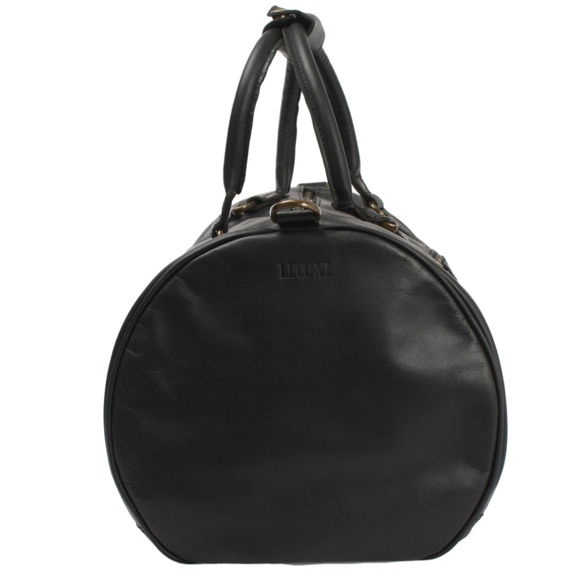 Leconi Weekender Reisetasche Sporttasche Vintage Leder Schwarz LE2004
