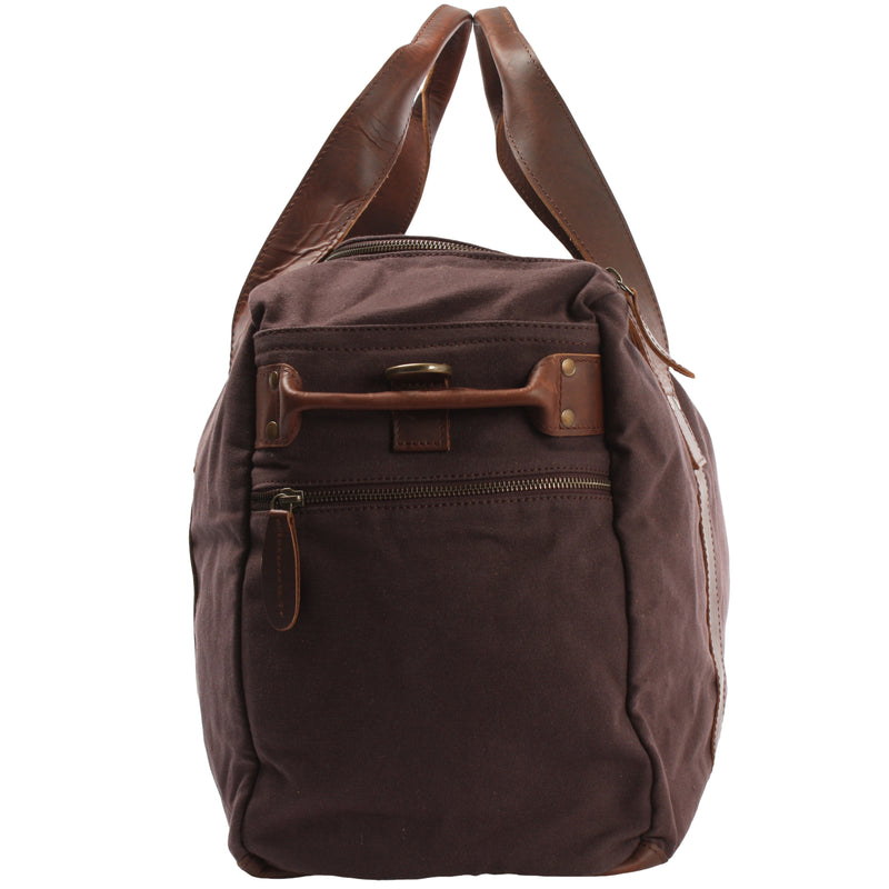 Leconi Weekender Sporttasche Reisetasche Damen Herren Leder Canvas Mokka LE2014