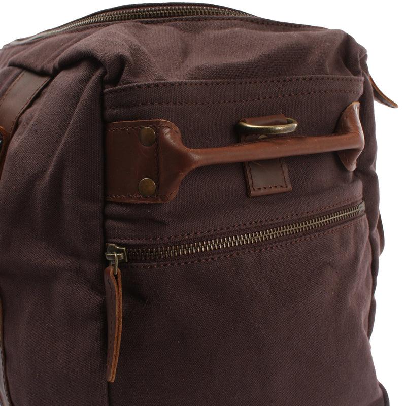 Leconi Weekender Sporttasche Reisetasche Damen Herren Leder Canvas Mokka LE2014