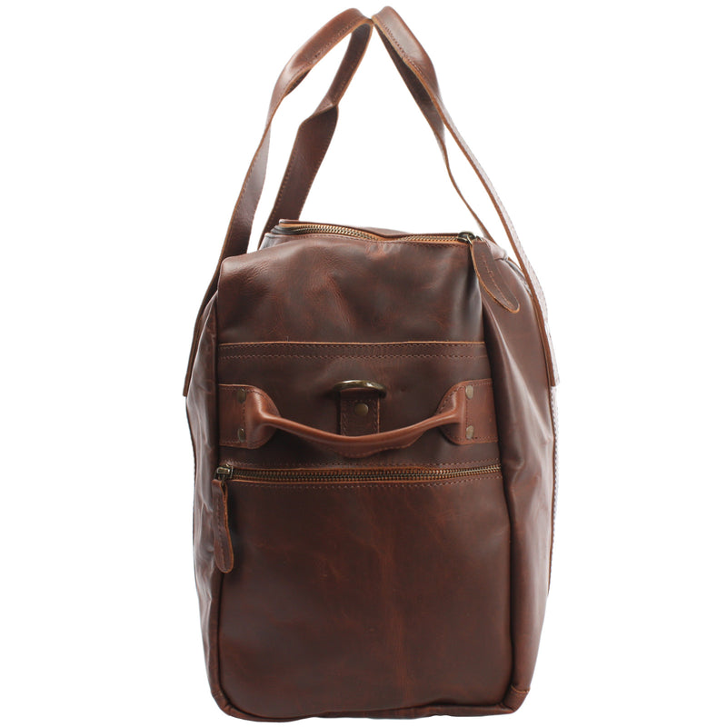 Leconi Weekender Sporttasche Reisetasche Ledertasche Damen Herren Leder Braun LE2014