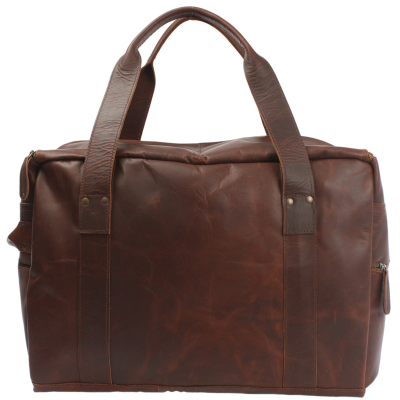 Leconi Weekender Sporttasche Reisetasche Ledertasche Damen Herren Leder Braun LE2014