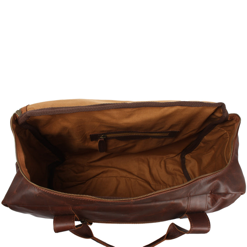 Leconi Weekender Sporttasche Reisetasche Ledertasche Damen Herren Leder Braun LE2014