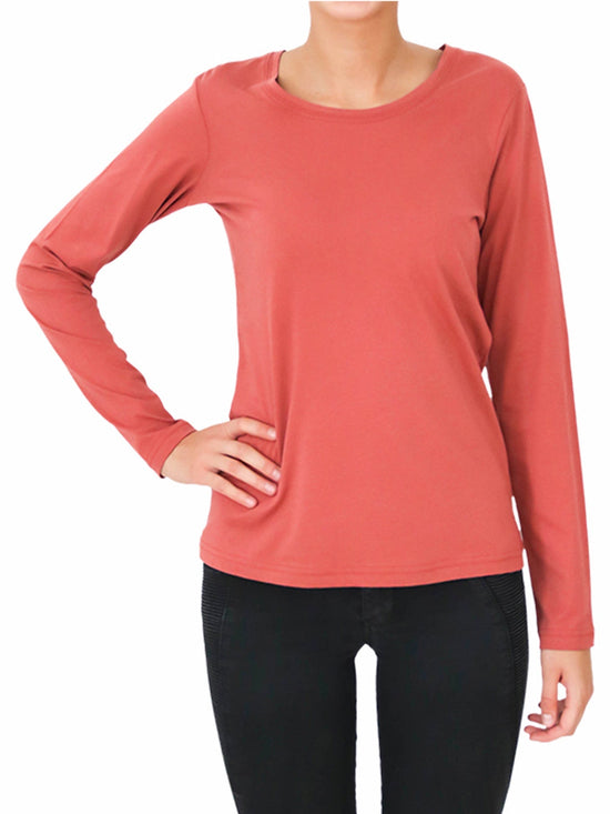Leela Cotton 1251-04 | Damen Langarmshirt - Zedernstaub
