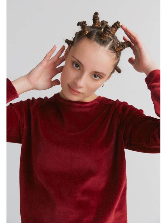 Leela Cotton 1277-030 | Damen Nickysweatshirt - Bordeaux