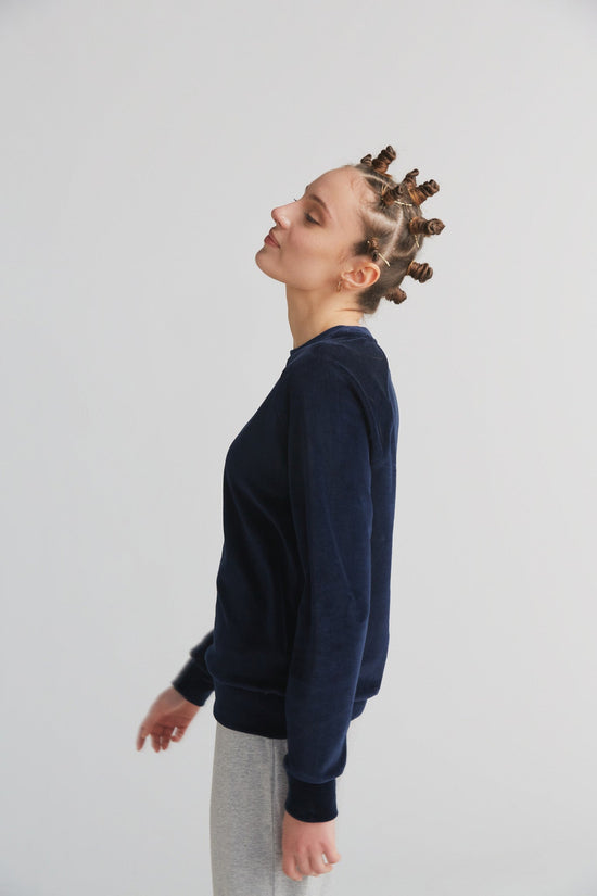 Leela Cotton 1277-045 | Damen Nickysweatshirt - Nachtblau