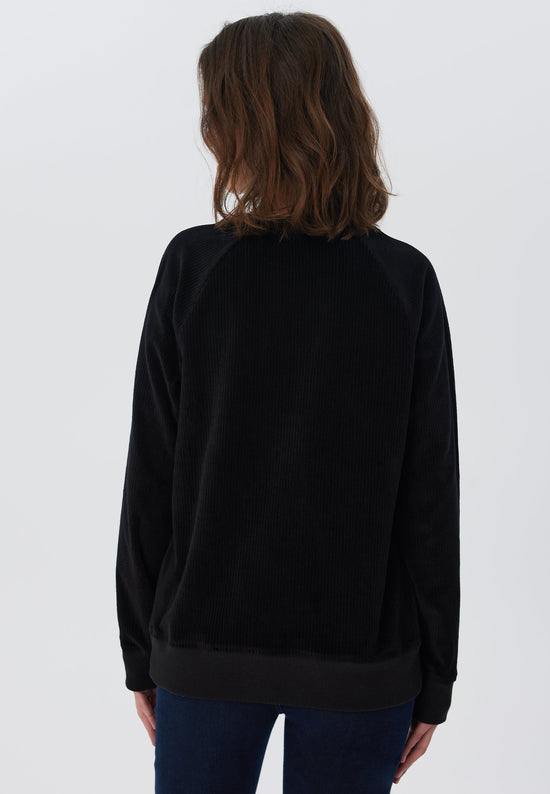 Leela Cotton 1278-021 | Damen Cord Sweatshirt - Schwarz