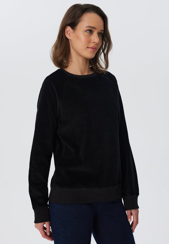 Leela Cotton 1278-021 | Damen Cord Sweatshirt - Schwarz