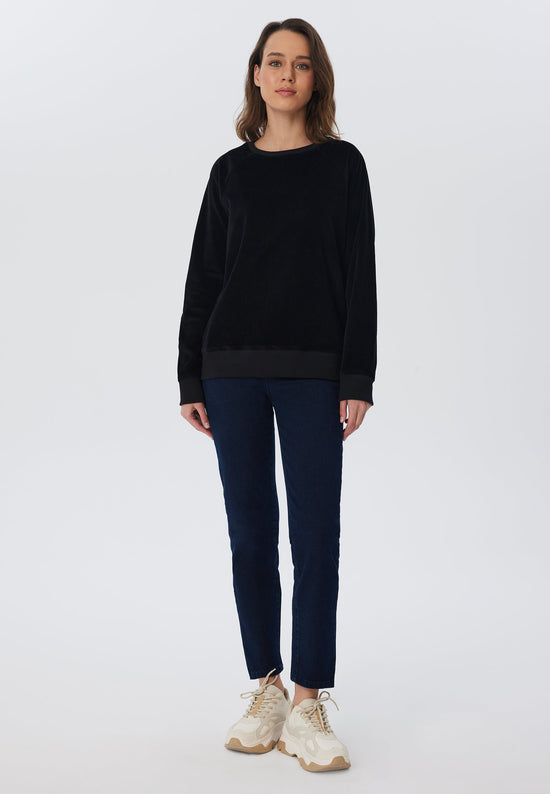 Leela Cotton 1278-021 | Damen Cord Sweatshirt - Schwarz