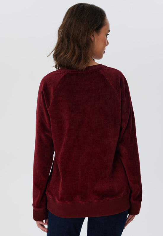 Leela Cotton 1278-030 | Damen Cord Sweatshirt - Bordeaux