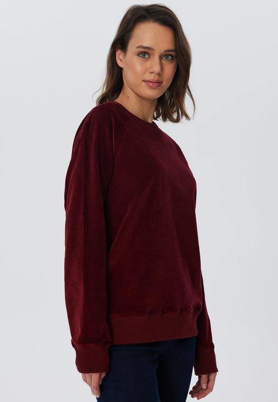 Leela Cotton 1278-030 | Damen Cord Sweatshirt - Bordeaux