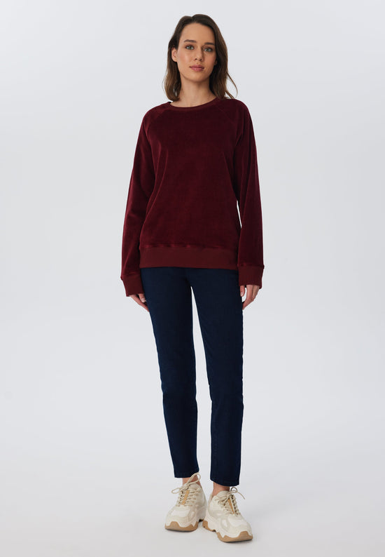 Leela Cotton 1278-030 | Damen Cord Sweatshirt - Bordeaux
