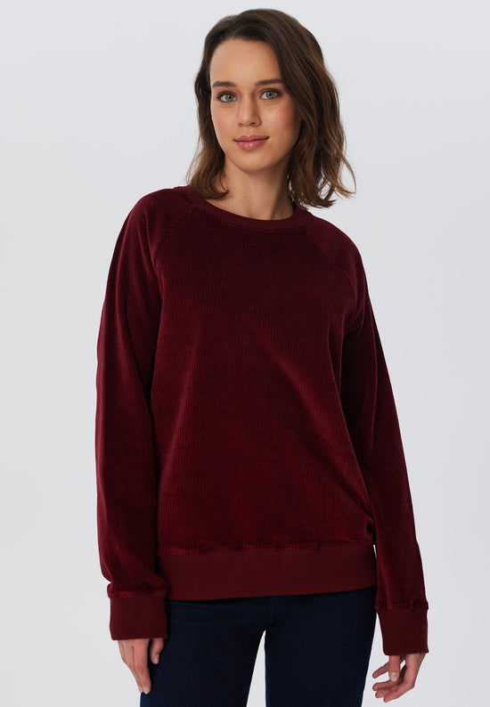 Leela Cotton 1278-030 | Damen Cord Sweatshirt - Bordeaux