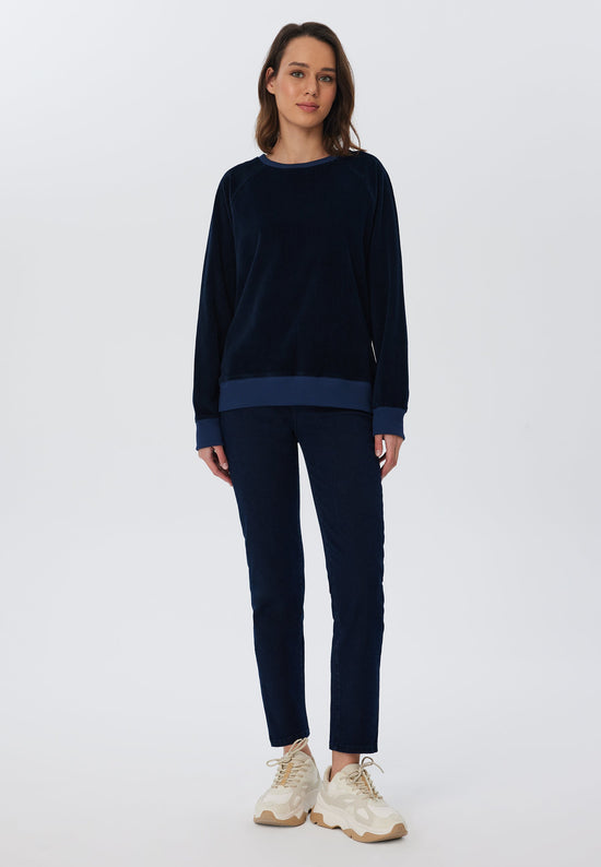 Leela Cotton 1278-045 | Damen Cord Sweatshirt - Nachtblau