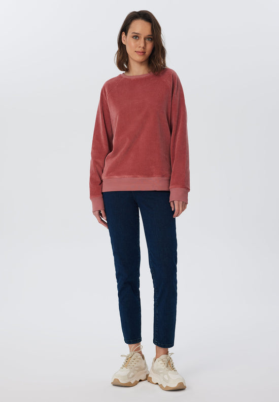 Leela Cotton 1278-072 | Damen Cord Sweatshirt - Dunkel Mauve
