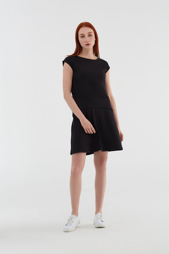 Leela Cotton 1418-01 | Rock A-Linie Mit Komfortbund - Schwarz