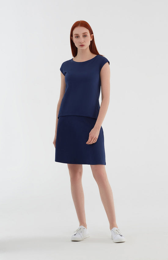 Leela Cotton 1418-02 | Rock A-Linie Mit Komfortbund - Admiralblau