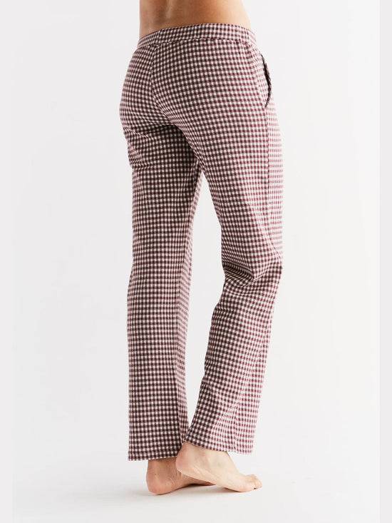 Leela Cotton 1455-01 | Damen Homewear-Hose Kariert - Aubergine-Natur