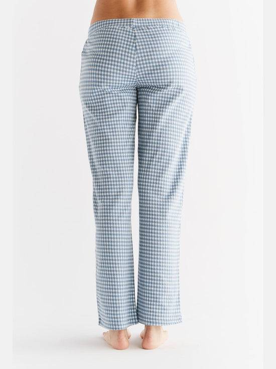 Leela Cotton 1455-03 | Damen Homewear-Hose Kariert - Denimblau-Natur