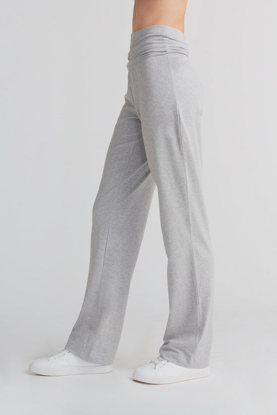 Leela Cotton 1726-047 | Damen Hose Mit Umschlagbund - Grau-Melange