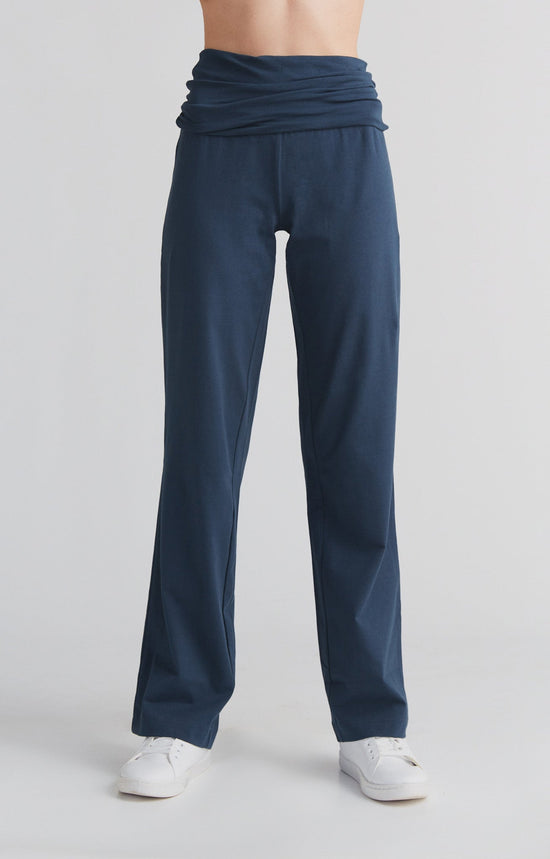 Leela Cotton 1726-048 | Damen Hose mit Umschlagbund - Navy