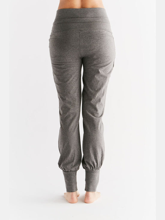 Leela Cotton 1811-01 | Damen Yogahose Mit Umschlagbund - Anthrazit-Melange