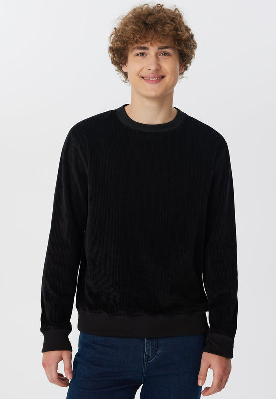 Leela Cotton 2232-021 | Herren Cord Sweatshirt - Schwarz
