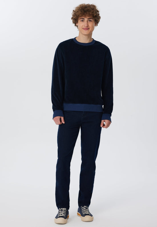 Leela Cotton 2232-045 | Herren Cord Sweatshirt - Nachtblau