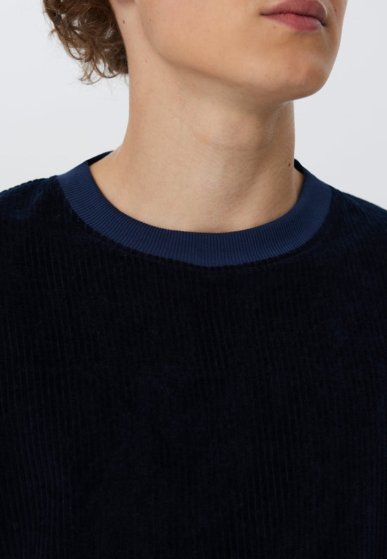 Leela Cotton 2232-045 | Herren Cord Sweatshirt - Nachtblau