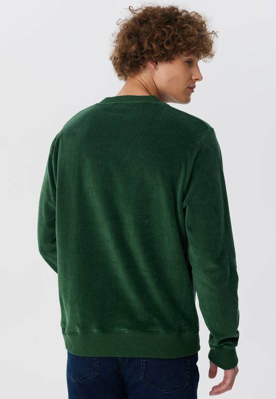 Leela Cotton 2232-067 | Herren Cord Sweatshirt - Tannennadel