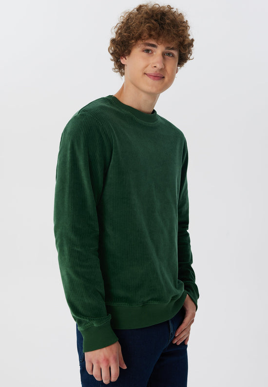 Leela Cotton 2232-067 | Herren Cord Sweatshirt - Tannennadel