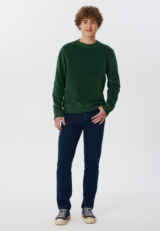 Leela Cotton 2232-067 | Herren Cord Sweatshirt - Tannennadel