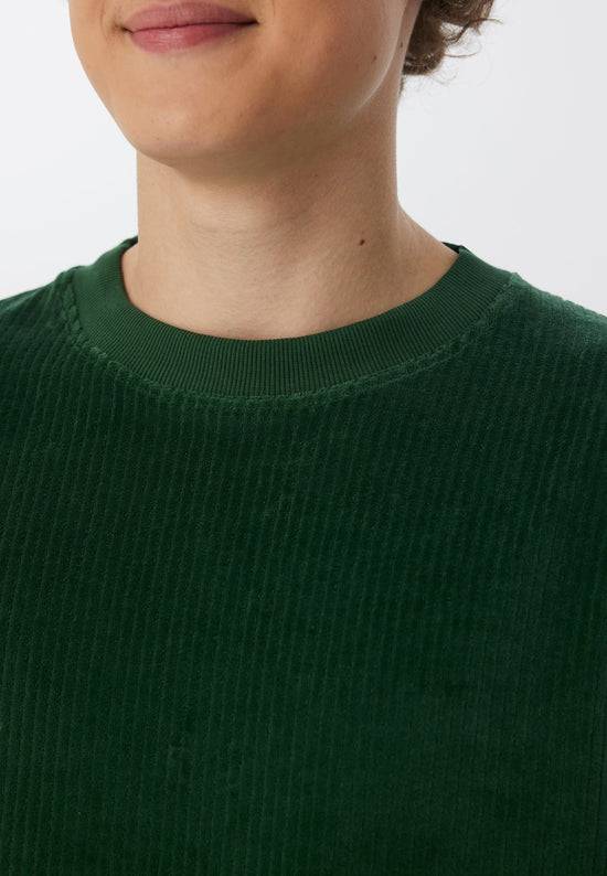 Leela Cotton 2232-067 | Herren Cord Sweatshirt - Tannennadel
