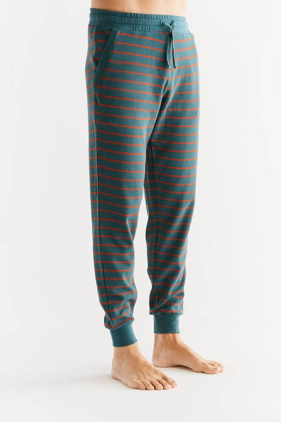 Leela Cotton 2454-051 | Waffel Strick Herrenhose - Tanne/Tabasco