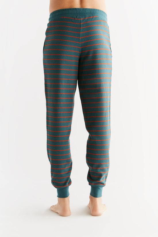 Leela Cotton 2454-051 | Waffel Strick Herrenhose - Tanne/Tabasco