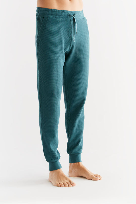 Leela Cotton 2454-063 | Waffel Strick Herrenhose - Tanne
