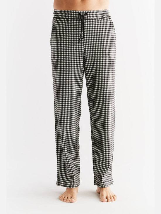 Leela Cotton 2455-01 | Herren Homewear Hose kariert - Schwarz/Grau/Natur