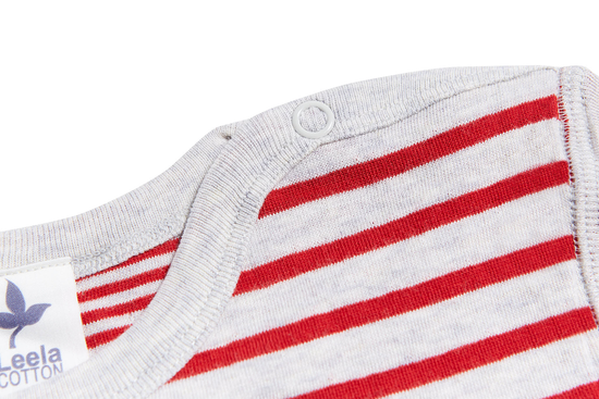 Leela Cotton 2460 | Baby Wendelangarmshirt - Grau-Ziegelrot