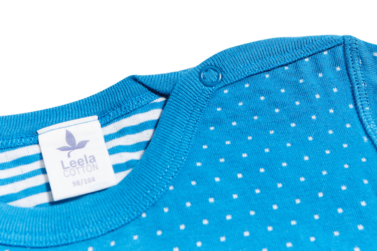 Leela Cotton 2650BW | Baby Wendelangarmshirt - Saphirblau-Naturweiss