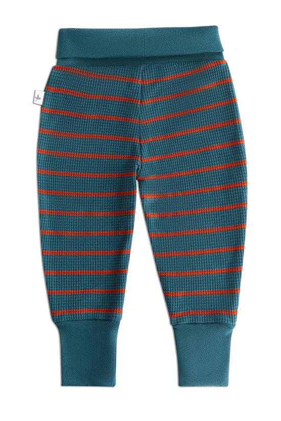 Leela Cotton 2869 WS | Waffel Strick Babyhose Breiter Bund - Tanne/Tabasco