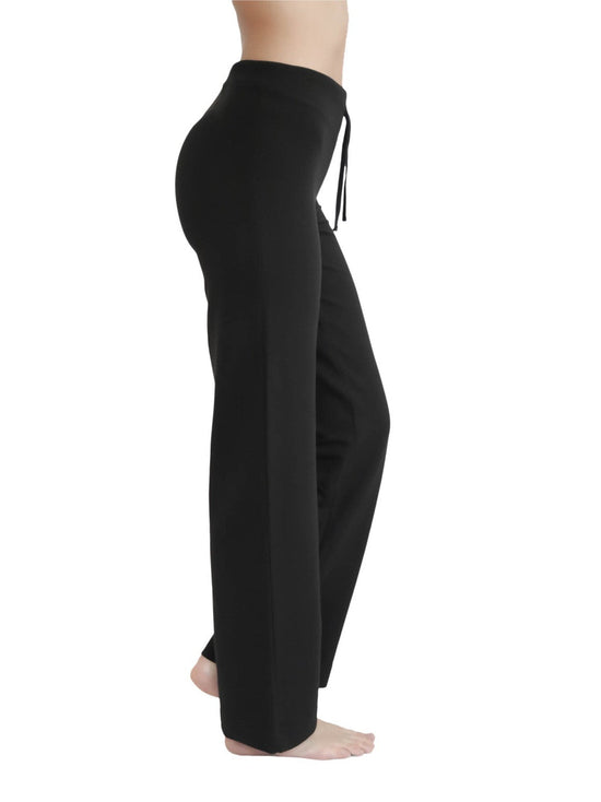 Leela Cotton 4207S | Damen Yogahose Mit Rippbund - Schwarz